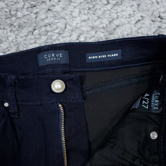 Curve Appeal Blue Dark Wash Stretch High Rise Flare Jeans Size 4 27 - Picture 4 of 8